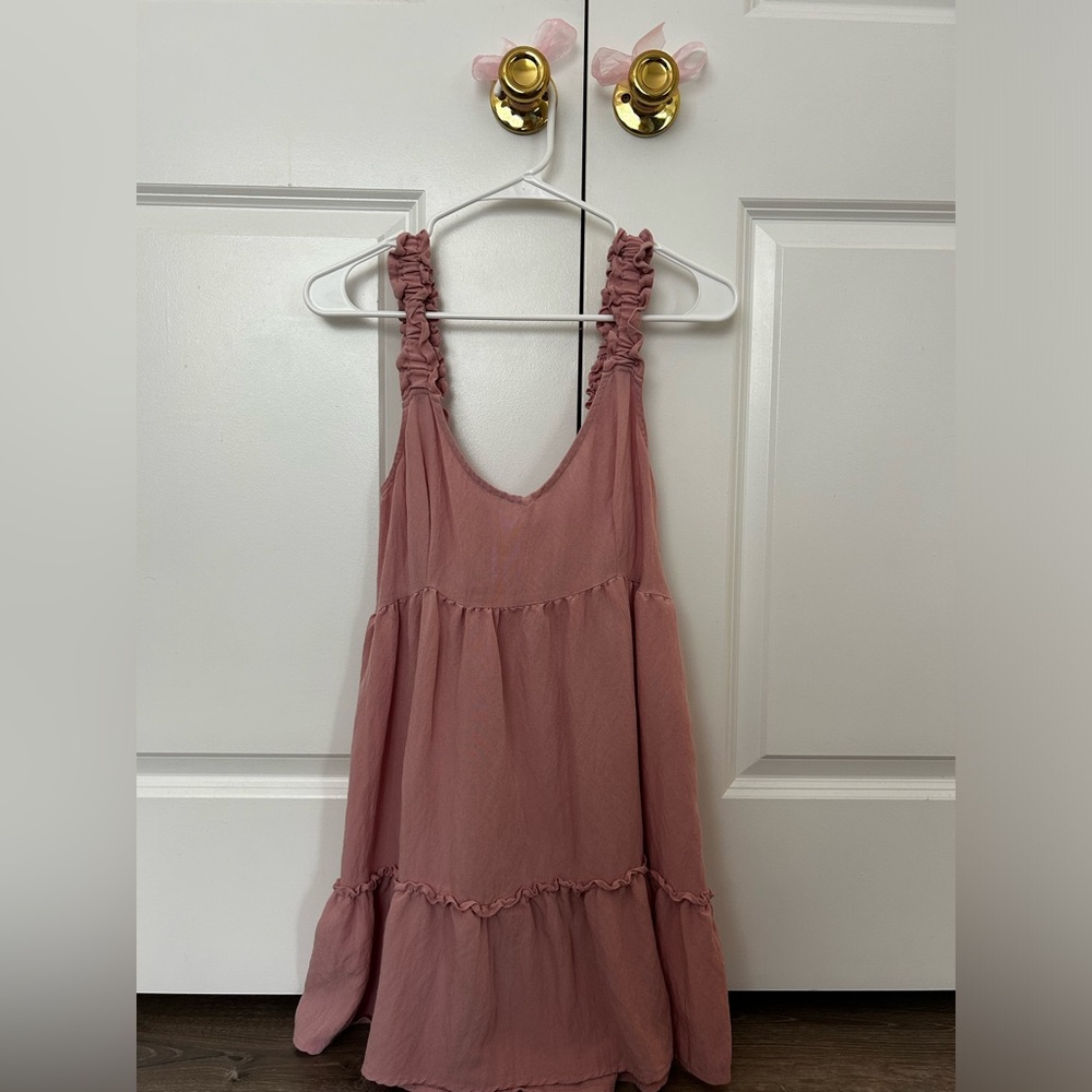 light mauve pink dress, lightweight.